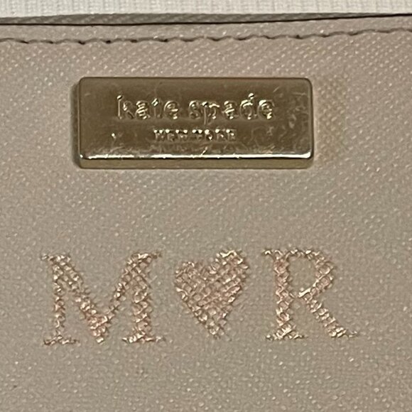 Kate Spade Laurel Way Neda Beige and Black Leather Zip Around Wallet - Picture 14 of 14